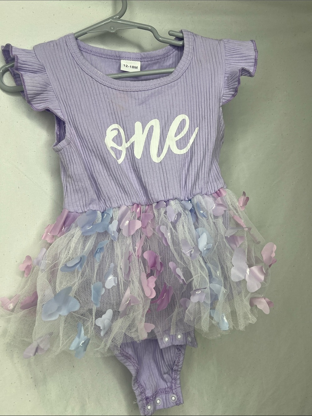 Lavender "One" Tutu One-Piece Bodysuit for Baby Girls